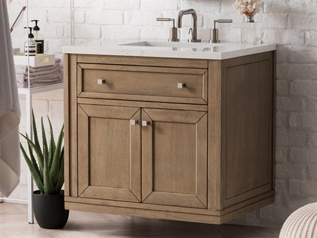 James Martin Furniture Chicago White Washed Walnut 30 Wide Single Vanity Js305v30 - 30 Inch Wide Bathroom Cabinet