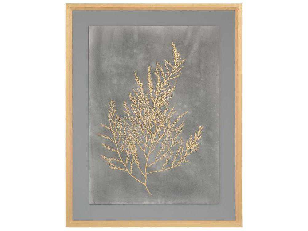 John Richard Gold Foil Algae II on black Painting | JRGRF5699A