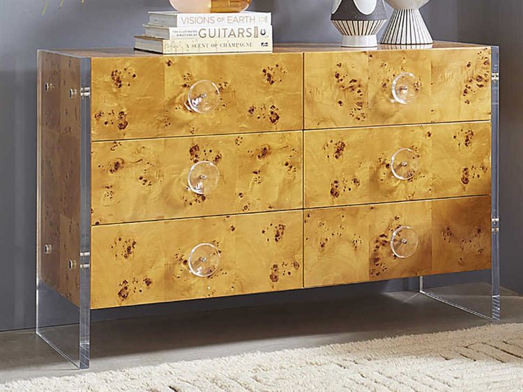 Jonathan Adler Bond Burled Mappa Six Drawer Double Dresser Jon27684