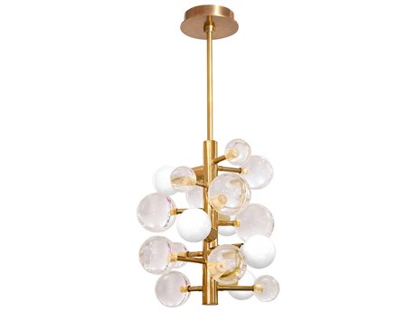 Jonathan Adler Globo 5-Light Clear Antique Brass Gold Globe Pendant