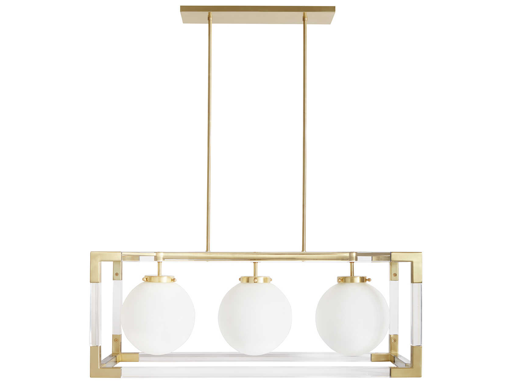 Jonathan Adler Jacques Clear Brass 40 Wide Island Light