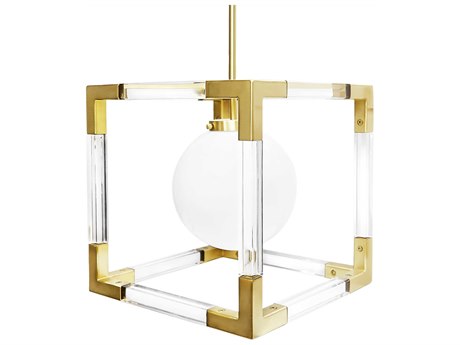 Jonathan Adler Jacques 1-Light Clear Glass Brass Globe Pendant
