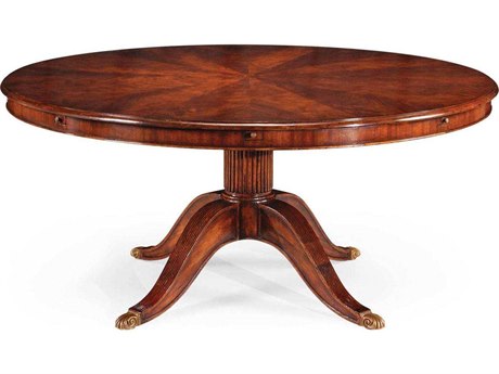Jonathan Charles Buckingham Round Wood Antique Mahogany Dining Table