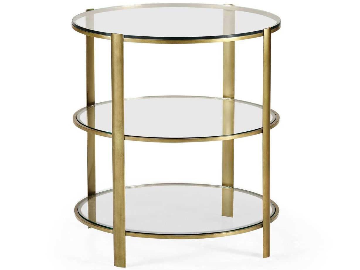 Jonathan Charles Cosmo Light Antique Brass 24 Round End Table JC495011LAB