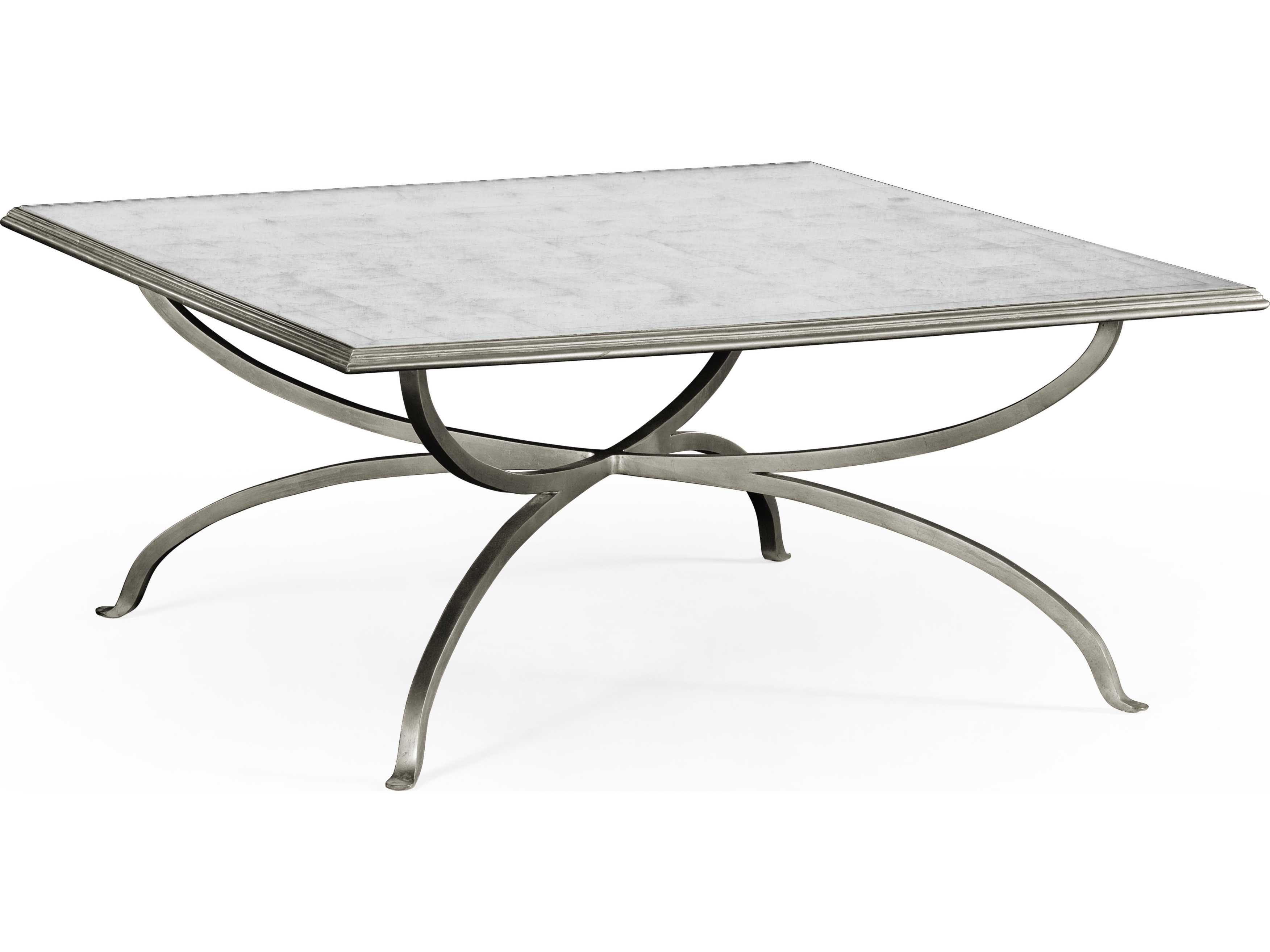 Jonathan Charles Luxe Gilded Antique SilverLeaf 39.5 Square Coffee Table JC494838S