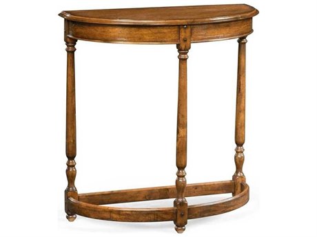 Jonathan Charles Casually Country Demilune Wood Farmhouse Walnut Console Table
