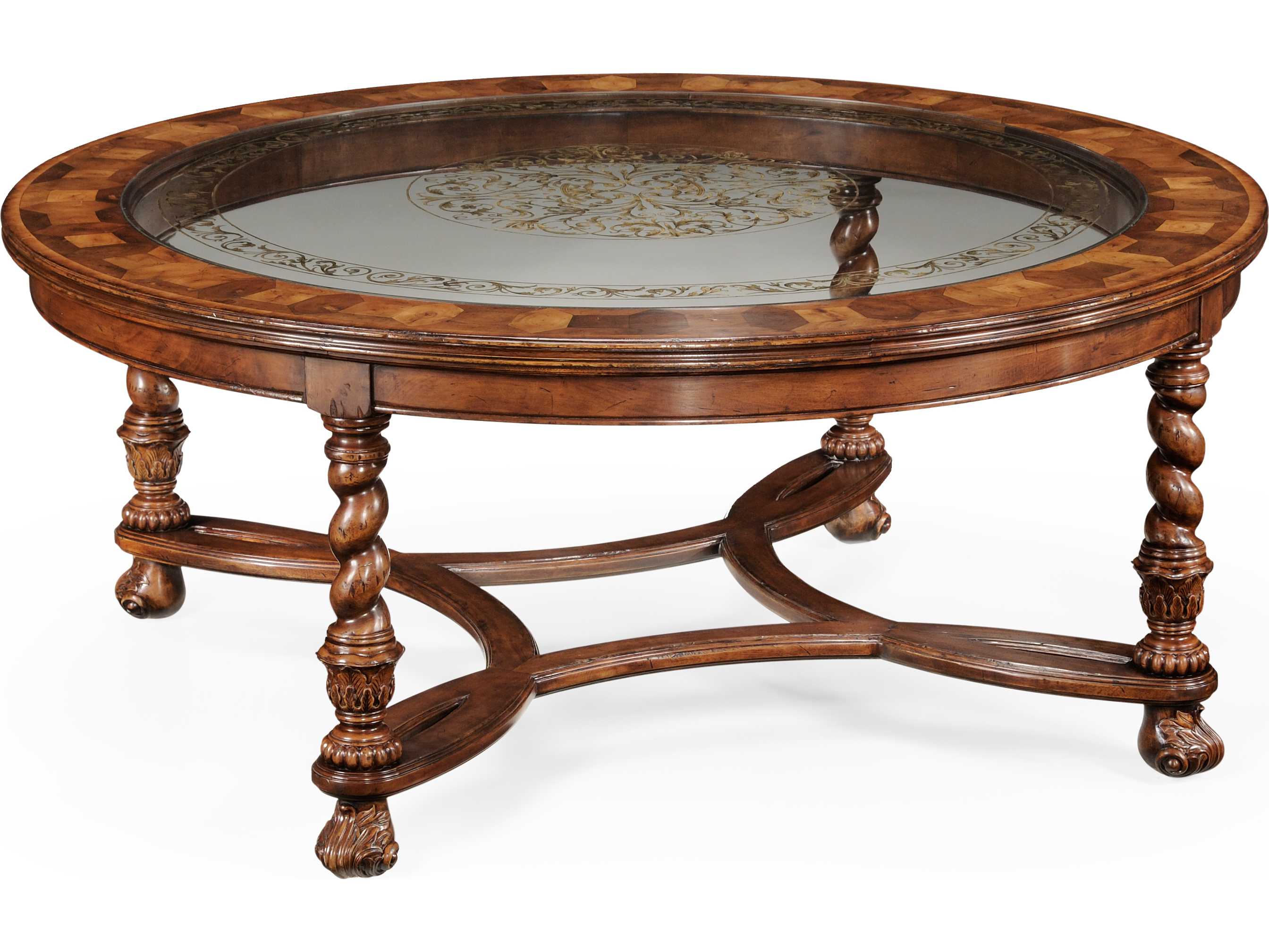 Jonathan Charles Windsor Medium Walnut 48 Round Coffee Table | JC493849WAL