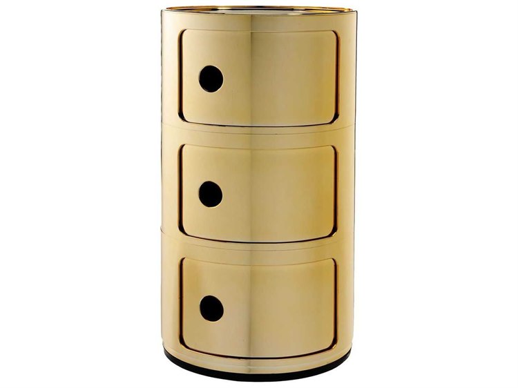 Kartell Componibili Gold Three Door File Cabinet Kar5967gg