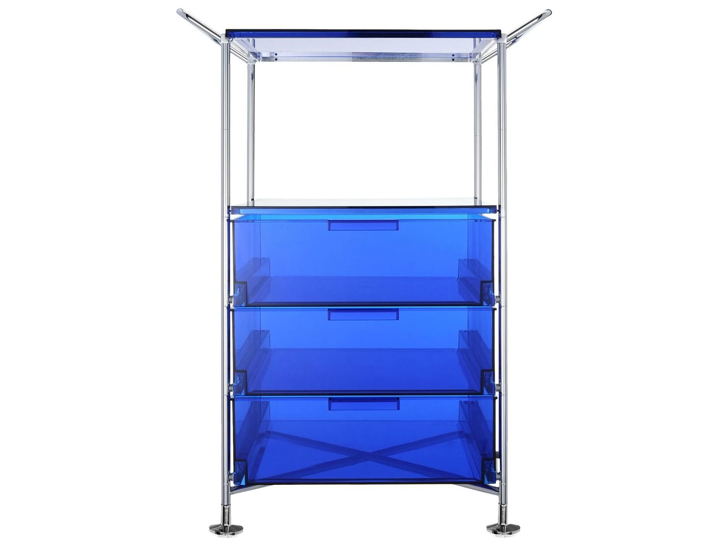 Kartell Mobil Transparent Blue Three Drawer File Cabinet Without