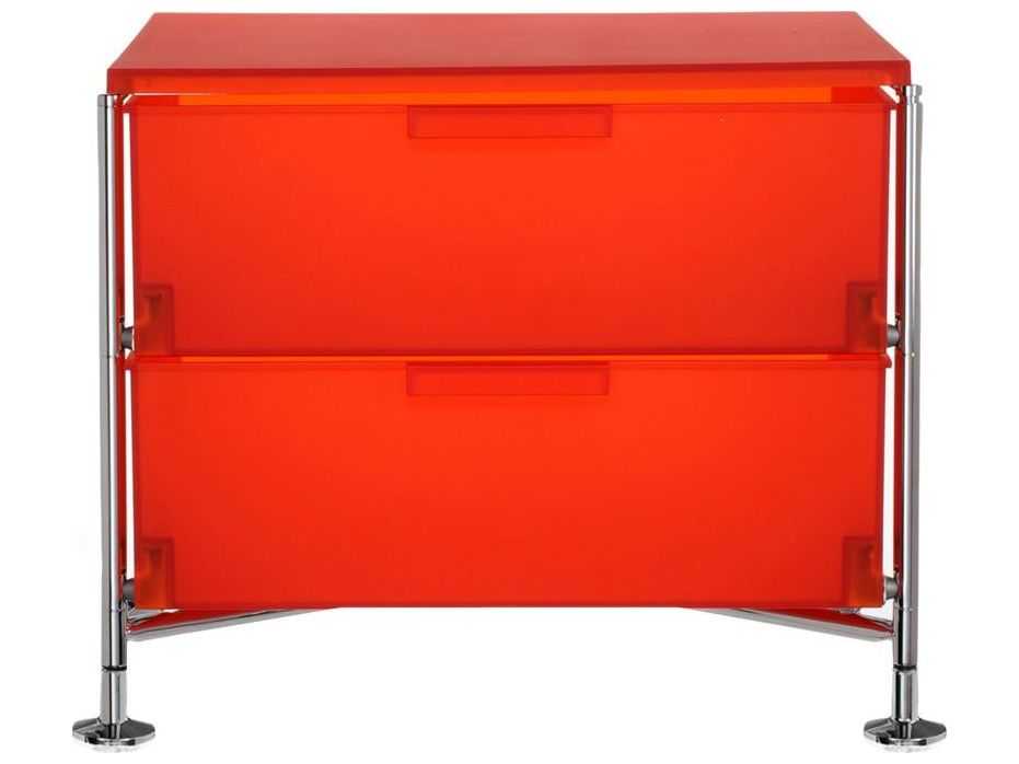 Kartell Mobil Orange 19'' Wide Rectangular Two Drawers Nightstand