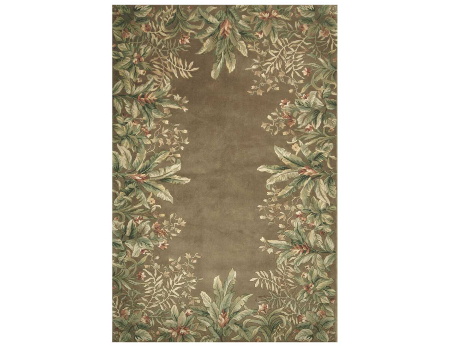 KAS Rugs Emerald Taupe Tropical Border Area Rug | KG9000