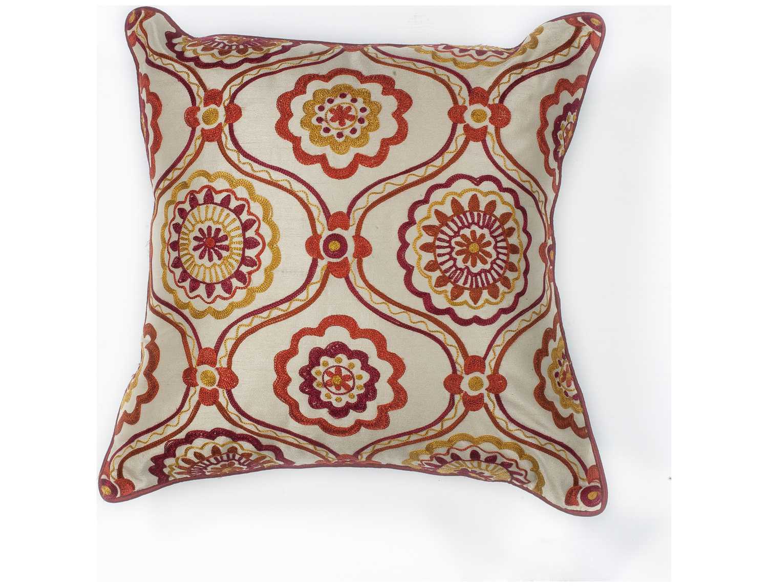 KAS Rugs Ivory & Red Mosaic Square Pillow KGL122