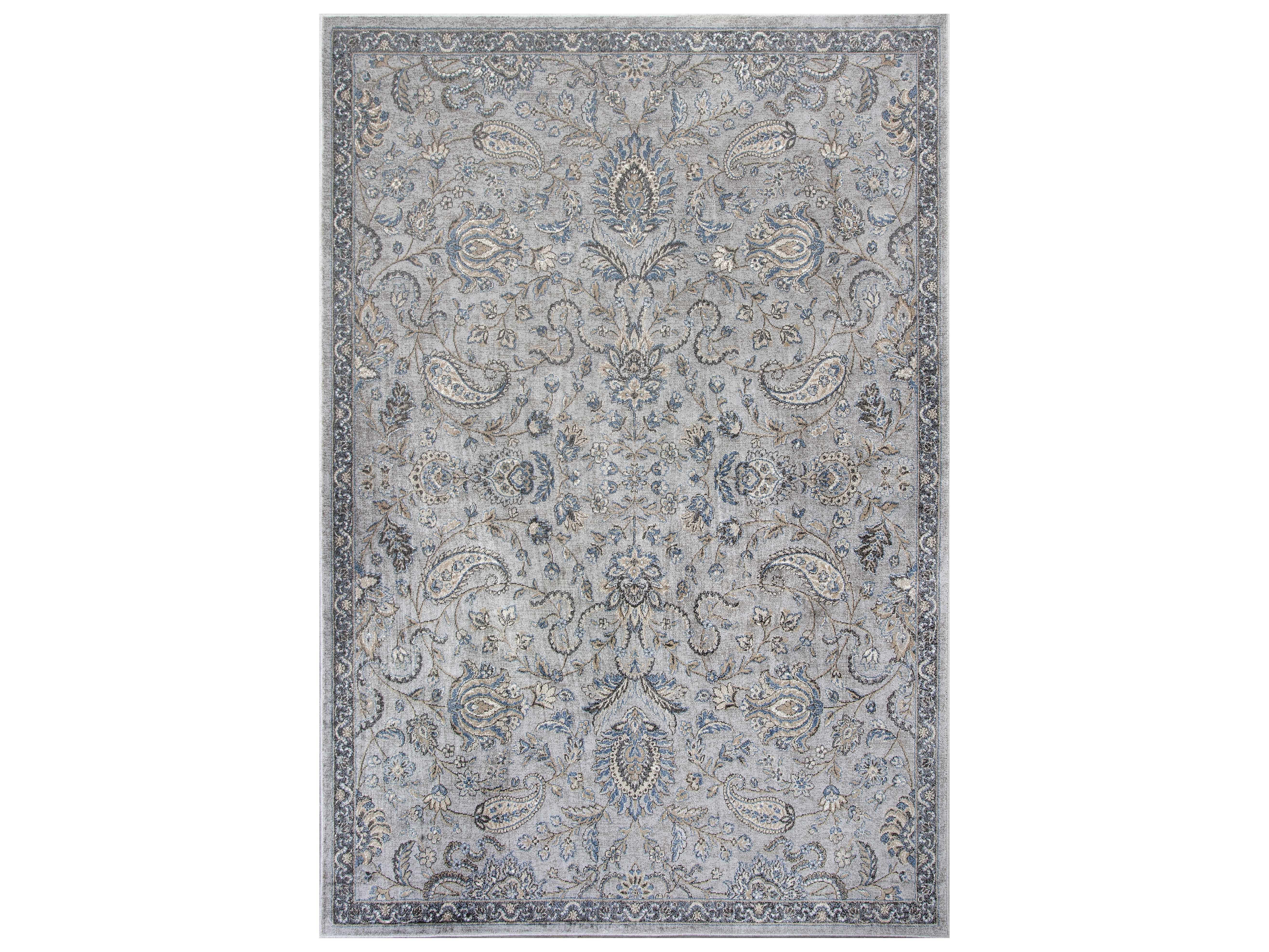 KAS Rugs Provence Silver & Blue Rectangular Area Rug KG8613