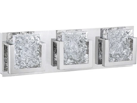 Kendal Ice-lava 3-Light Chrome Clear Glass LED Vanity Light