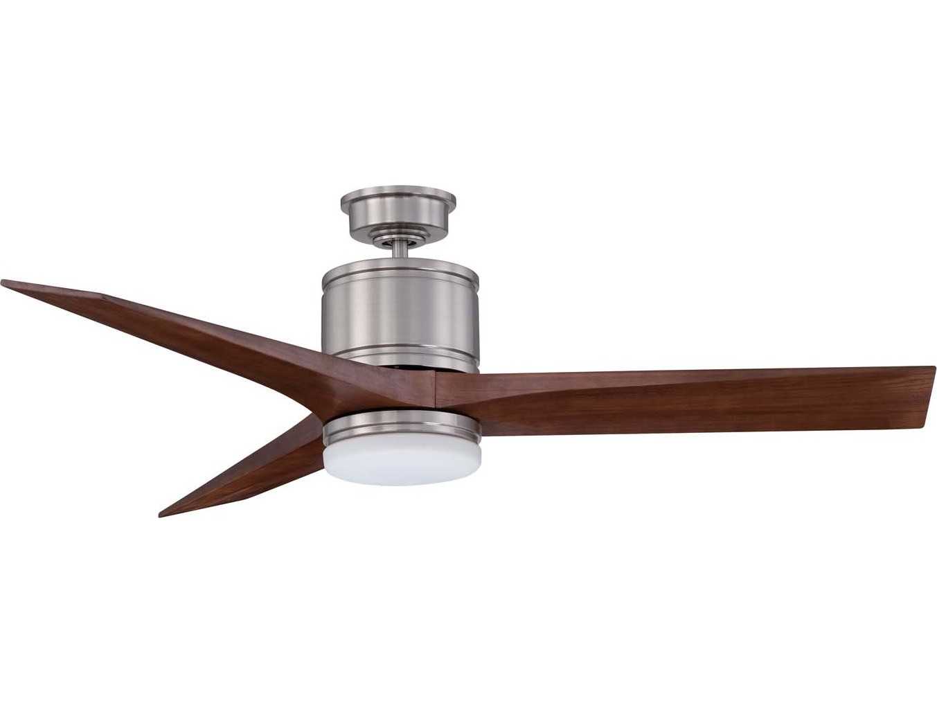 Kendal Lighting Woodstock Satin Nickel with Walnut Blades 52'' Wide Ceiling Fan with Light