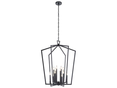 Kichler Abbotswell 12-Light Black Candelabra Geometric Linear Chandelier