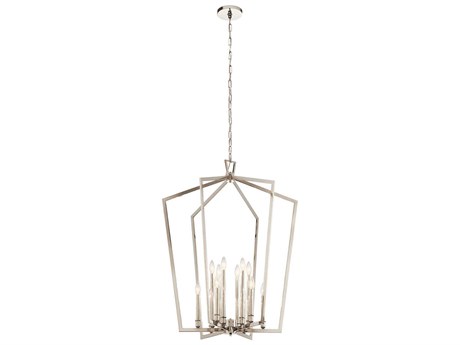 Kichler Abbotswell 12-Light Polished Nickel Candelabra Geometric Linear Chandelier