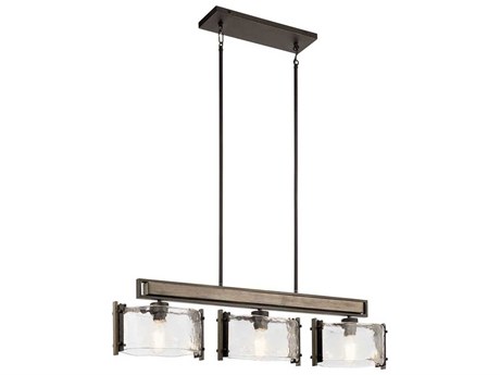 Kichler Aberdeen 3-Light Olde Bronze Glass Geometric Linear Island Pendant