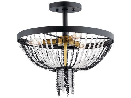 Kichler Alexia 3-Light Textured Black Geometric Semi Flush Mount