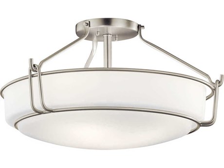 Kichler Alkire 4-Light Brushed Nickel Glass Bowl Round Semi Flush Mount
