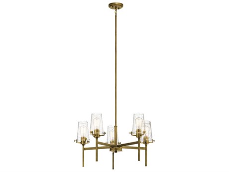 Kichler Alton 5-Light Natural Brass Glass Chandelier