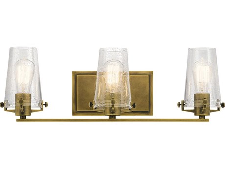 Kichler Alton 3-Light Natural Brass Glass Vanity Light
