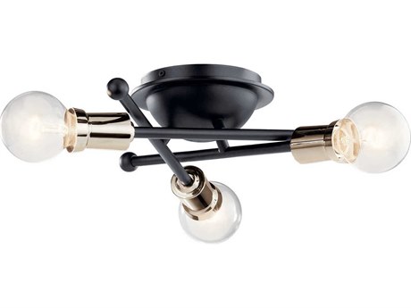 Kichler Armstrong 3-Light Black Globe Sputnik Flush Mount