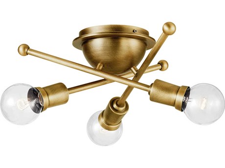 Kichler Armstrong 3-Light Natural Brass Globe Sputnik Flush Mount