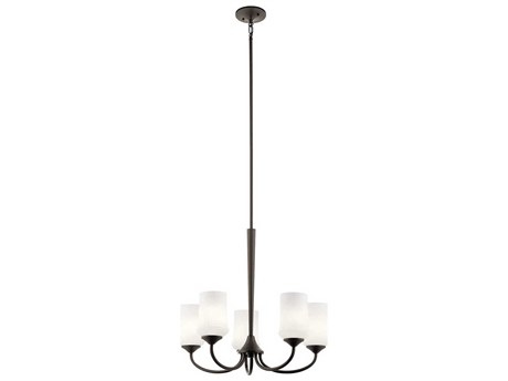 Kichler Aubrey 5-Light Olde Bronze Glass Round Chandelier