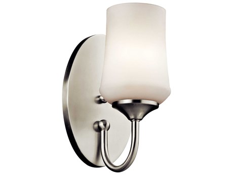 Kichler Aubrey 1-Light Brushed Nickel Glass Wall Sconce