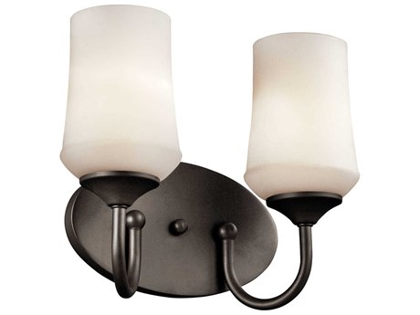 Kichler Aubrey 2-Light Olde Bronze Glass Vanity Light