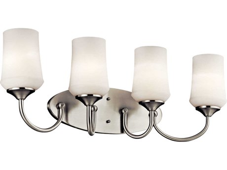 Kichler Aubrey 4-Light Brushed Nickel Glass Vanity Light
