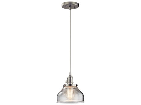 Kichler Avery 1-Light Brushed Nickel Glass Dome Round Mini Pendant