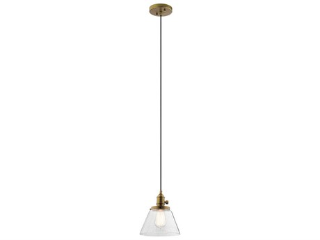 Kichler Avery 1-Light Natural Brass Glass Dome Round Mini Pendant