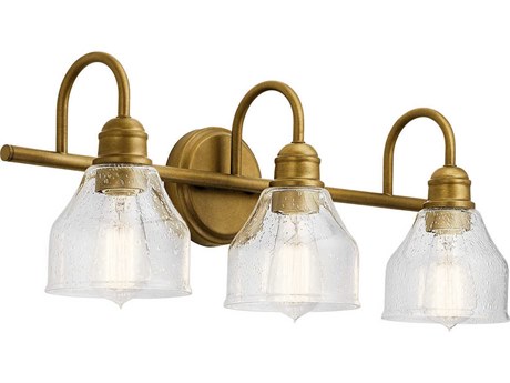 Kichler Avery 3-Light Natural Brass Glass Vanity Light