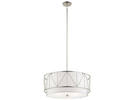 Kichler Birkleigh 4-Light Satin Nickel Glass Cylinder Drum Pendant