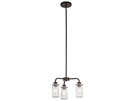 Kichler Braelyn 3-Light Olde Bronze Glass Cylinder Pendant
