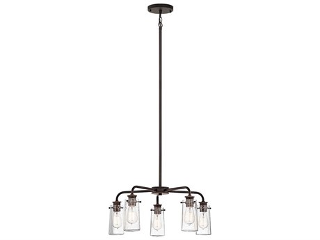 Kichler Braelyn 5-Light Olde Bronze Glass Cylinder Chandelier