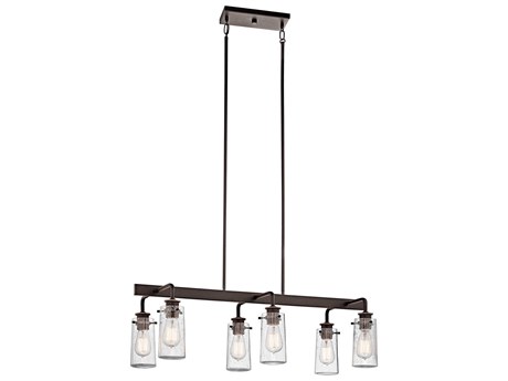 Kichler Braelyn 6-Light Olde Bronze Glass Cylinder Island Pendant