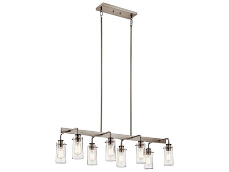 Kichler Braelyn 8-Light Classic Pewter Glass Cylinder Linear Island Pendant