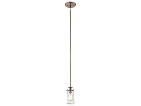 Kichler Braelyn 1-Light Classic Pewter Glass Cylinder Mini Pendant