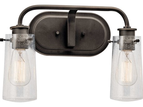 Kichler Braelyn 2-Light Olde Bronze Glass Vanity Light