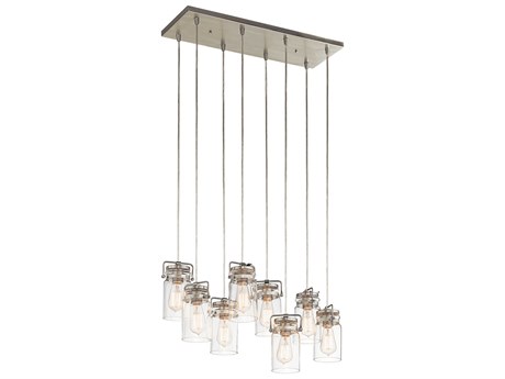 Kichler Brinley 8-Light Brushed Nickel Glass Cylinder Linear Island Pendant
