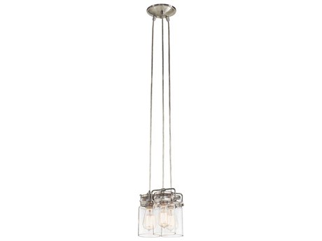 Kichler Brinley 3-Light Brushed Nickel Glass Cylinder Mini Pendant