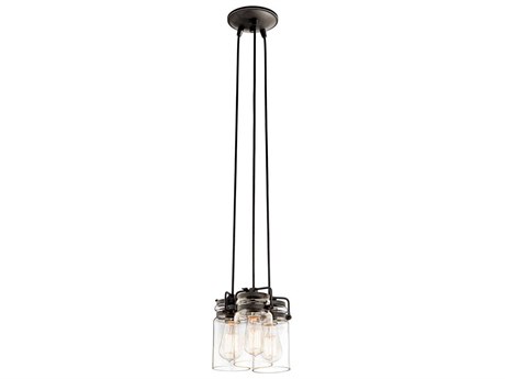 Kichler Brinley 3-Light Olde Bronze Glass Cylinder Mini Pendant