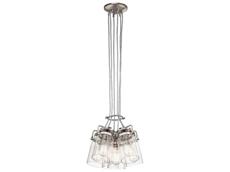Kichler Brinley 6-Light Brushed Nickel Glass Cylinder Mini Pendant