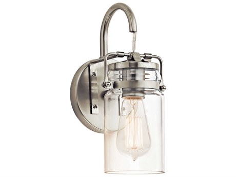 Kichler Brinley 1-Light Brushed Nickel Glass Wall Sconce