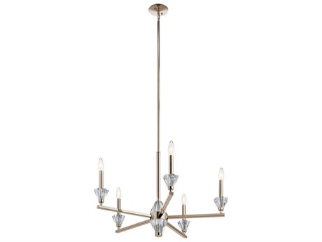 Kichler Calyssa 5-Light Polished Nickel Crystal Glass Candelabra Sputnik Chandelier