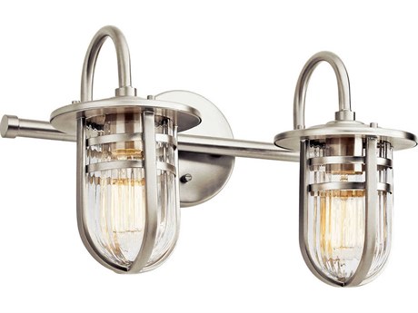 Kichler Caparros 2-Light Brushed Nickel Glass Vanity Light