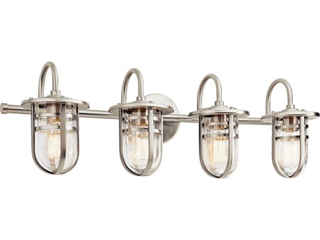 Kichler Caparros 4-Light Brushed Nickel Glass Vanity Light